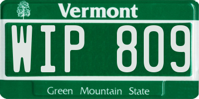 VT license plate WIP809