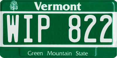 VT license plate WIP822
