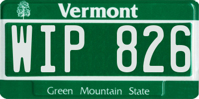 VT license plate WIP826