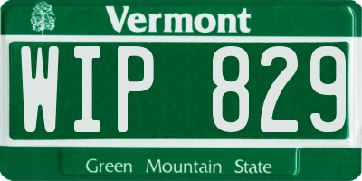 VT license plate WIP829