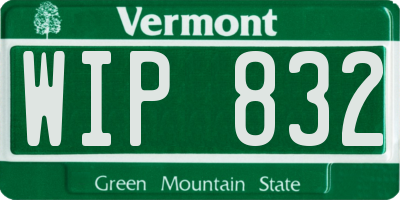 VT license plate WIP832