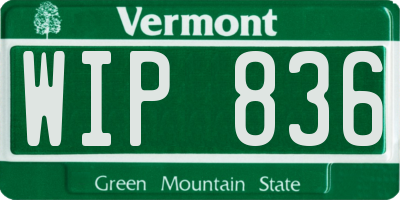 VT license plate WIP836