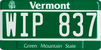 VT license plate WIP837