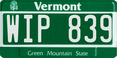 VT license plate WIP839