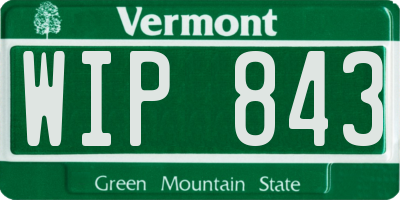 VT license plate WIP843