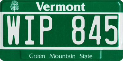 VT license plate WIP845
