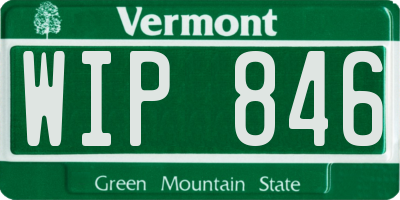 VT license plate WIP846