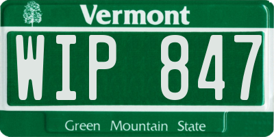 VT license plate WIP847