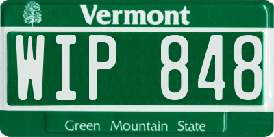 VT license plate WIP848