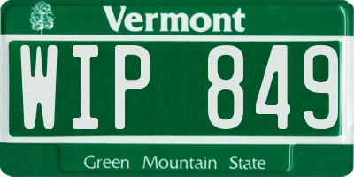 VT license plate WIP849