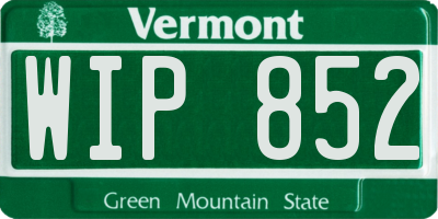 VT license plate WIP852