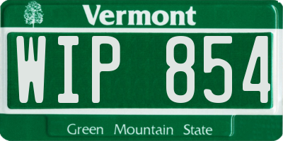 VT license plate WIP854