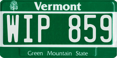 VT license plate WIP859