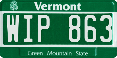 VT license plate WIP863