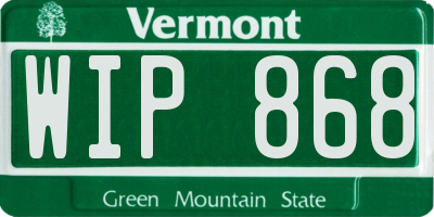 VT license plate WIP868