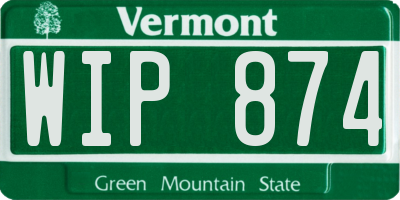 VT license plate WIP874