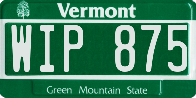 VT license plate WIP875