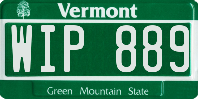 VT license plate WIP889