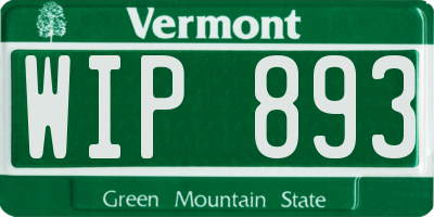 VT license plate WIP893