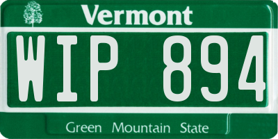 VT license plate WIP894