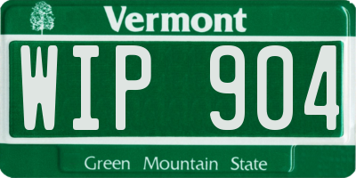 VT license plate WIP904