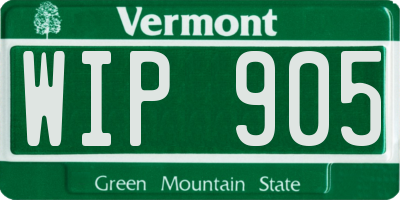 VT license plate WIP905