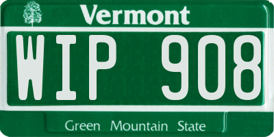 VT license plate WIP908