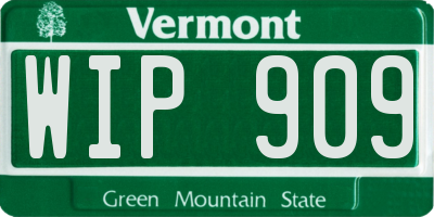 VT license plate WIP909