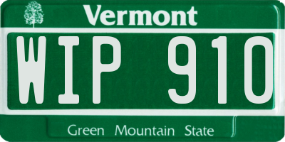 VT license plate WIP910