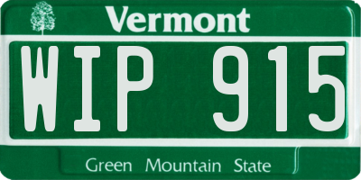 VT license plate WIP915