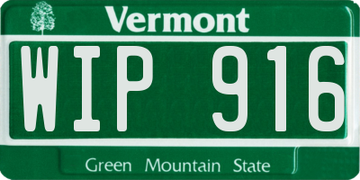 VT license plate WIP916