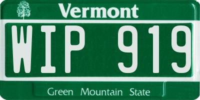 VT license plate WIP919