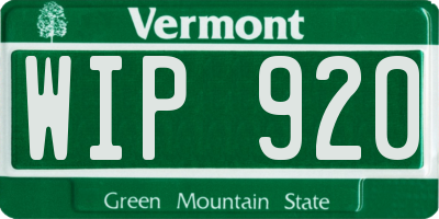 VT license plate WIP920