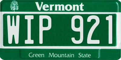 VT license plate WIP921