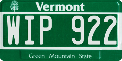 VT license plate WIP922