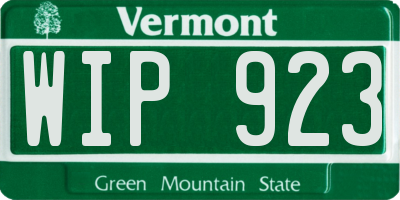 VT license plate WIP923