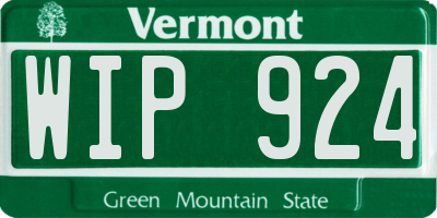 VT license plate WIP924