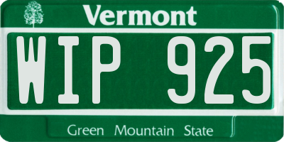 VT license plate WIP925