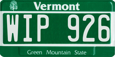 VT license plate WIP926