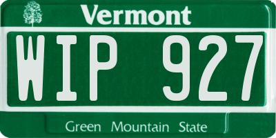 VT license plate WIP927
