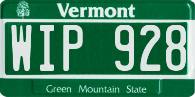 VT license plate WIP928