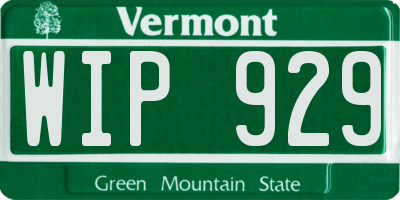 VT license plate WIP929