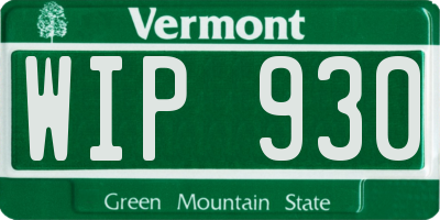 VT license plate WIP930