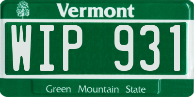 VT license plate WIP931