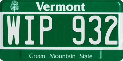 VT license plate WIP932