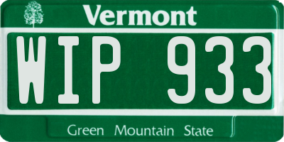 VT license plate WIP933