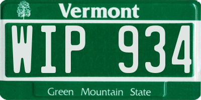 VT license plate WIP934