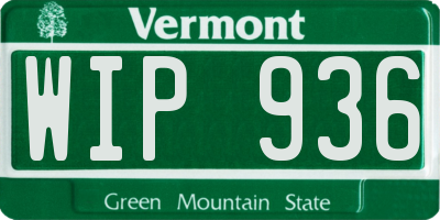 VT license plate WIP936