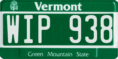 VT license plate WIP938