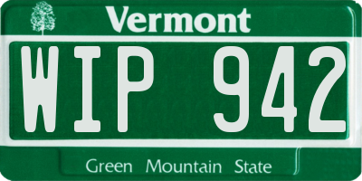VT license plate WIP942